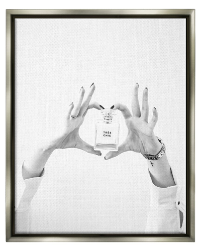 STUPELL TRES CHIC HEART GLAM PERFUME FRAMED FLOATER CANVAS WALL ART BY LEAH STRAATSMA