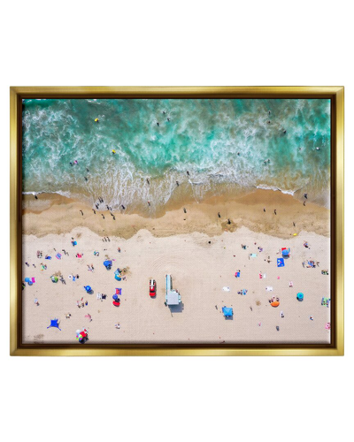 Stupell Aerial Summer Beach Umbrellas Framed Floater Canvas Wall Art By Jeff Poe Photography