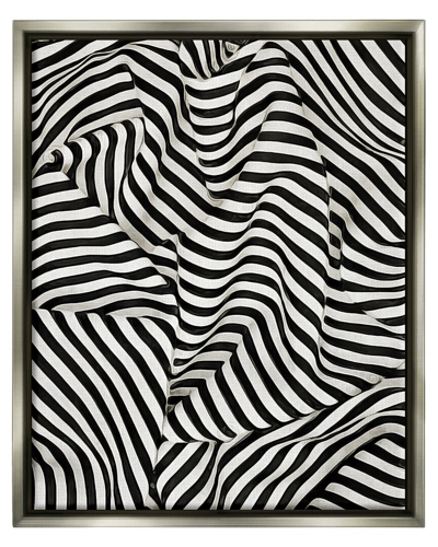 STUPELL FOLDED STRIPED DRAPERY PATTERN FRAMED FLOATER CANVAS WALL ART BY ASHLEY ALDRIDGE