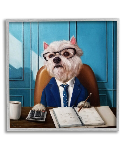 STUPELL OFFICE WORKER TERRIER DOG FRAMED GICLEE WALL ART BY LUCIA HEFFERNAN
