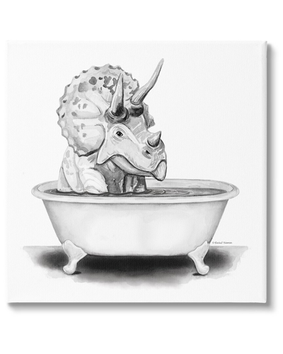 Stupell Funny Dinosaur Bathing Tub Canvas Wall Art By Rachel Nieman