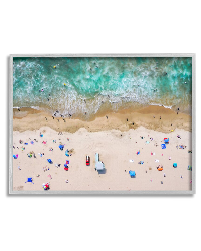 Stupell Aerial Summer Beach Umbrellas Framed Giclee Wall Art By Jeff Poe Photography