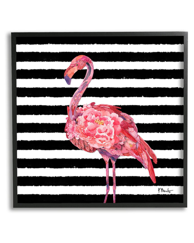 STUPELL BLOSSOMING PINK FLAMINGO STRIPES FRAMED GICLEE WALL ART BY PAUL BRENT