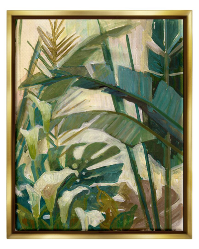 Stupell Tropical Jungle Plant Leaves Framed Floater Canvas Wall Art By Elaine Vollherbst-lane