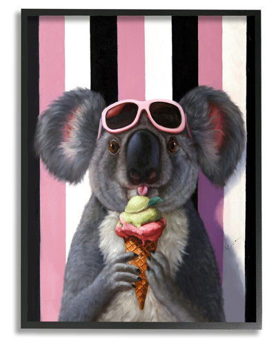 Stupell Happy Koala Ice Cream Stripes Framed Giclee Wall Art By Lucia Heffernan