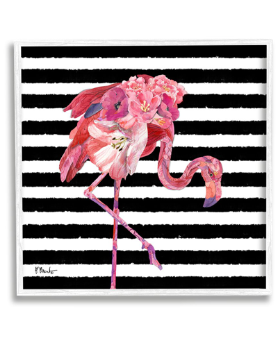 Stupell Floral Stripes Flamingo Bird Framed Giclee Wall Art By Paul Brent