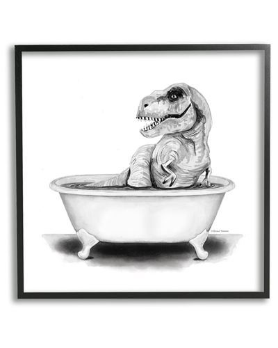 Stupell Funny T-rex Bathtub Washroom Framed Giclee Wall Art By Rachel Nieman