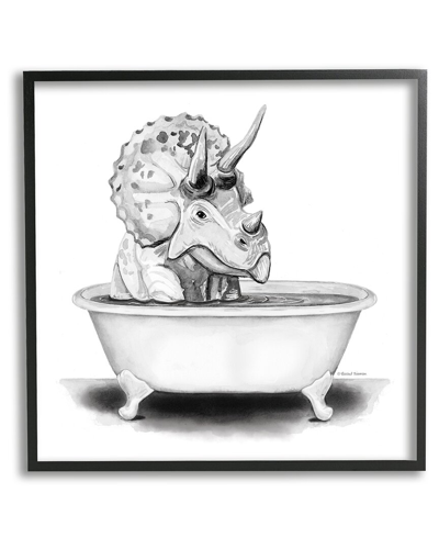 Stupell Funny Dinosaur Bathing Tub Framed Giclee Wall Art By Rachel Nieman