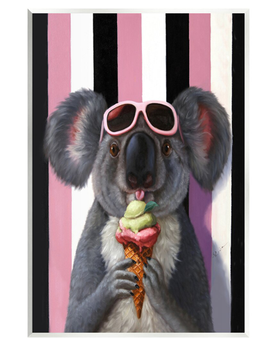 Stupell Happy Koala Ice Cream Stripes Wall Plaque Wall Art By Lucia Heffernan