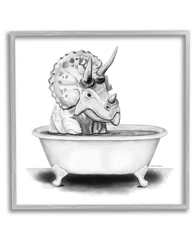 Stupell Funny Dinosaur Bathing Tub Framed Giclee Wall Art By Rachel Nieman