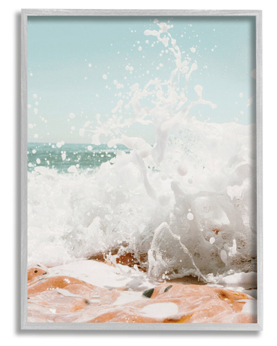 Stupell Splashing Sandy Beach Sea Foam Framed Giclee Wall Art By Krista Broadway