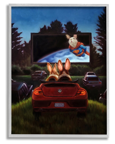 Stupell Romantic Bunny Movie Drive-in Framed Giclee Wall Art By Lucia Heffernan