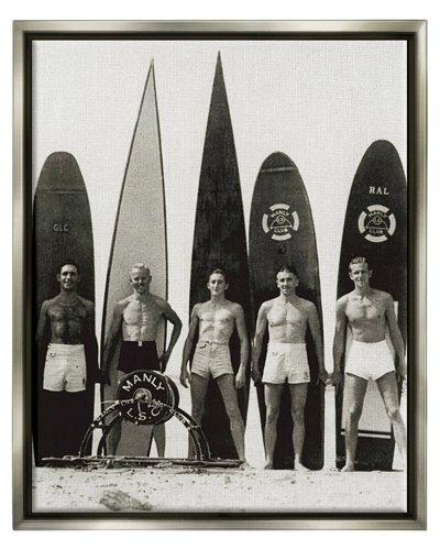 Stupell Vintage Photography Male Surfers Framed Floater Canvas Wall Art By Graffitee Studios