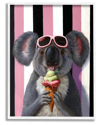 Stupell Happy Koala Ice Cream Stripes Framed Giclee Wall Art By Lucia Heffernan