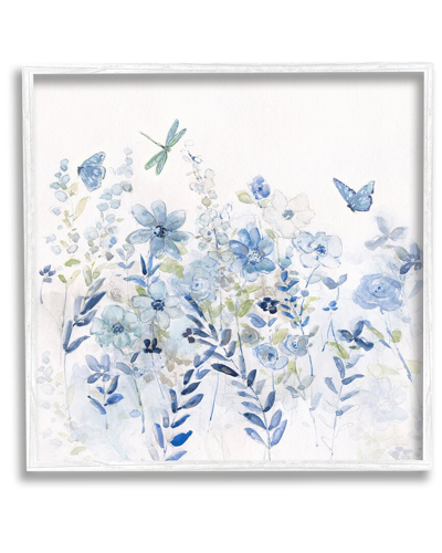 Stupell Delicate Blue Floral Garden Framed Giclee Wall Art By Sally Swatland