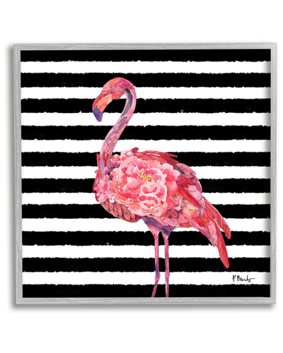 STUPELL BLOSSOMING PINK FLAMINGO STRIPES FRAMED GICLEE WALL ART BY PAUL BRENT