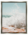 Stupell Splashing Sandy Beach Sea Foam Framed Floater Canvas Wall Art By Krista Broadway