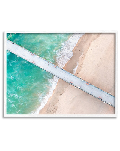 Stupell Aerial Ocean Beach Bridge Framed Giclee Wall Art By Jeff Poe