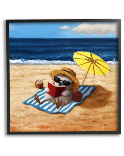 Stupell Bird Sunbathing Reading Beach Framed Giclee Wall Art By Lucia Heffernan