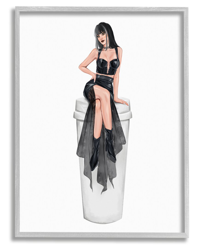 Stupell Fashionable Woman Glam Coffee Cup Framed Giclee Wall Art By Ziwei Li