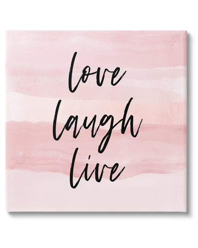 Stupell Pink Love Laugh Live Phrase Canvas Wall Art By Martina Pavlova