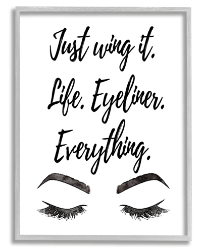 Stupell Just Wing It Eyeliner Makeup Phrase Framed Giclee Wall Art By Amanda Greenwood