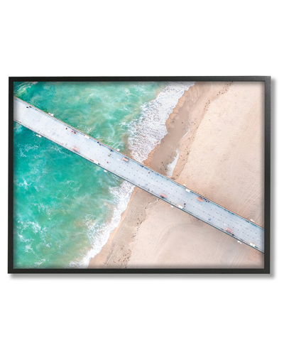 Stupell Aerial Ocean Beach Bridge Framed Giclee Wall Art By Jeff Poe