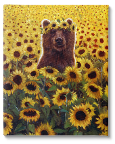 Stupell Happy Bear Sunflower Field Canvas Wall Art By Lucia Heffernan