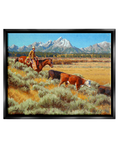Stupell Western Ranch Horse Cattle Framed Floater Canvas Wall Art By Jimmy Dyer
