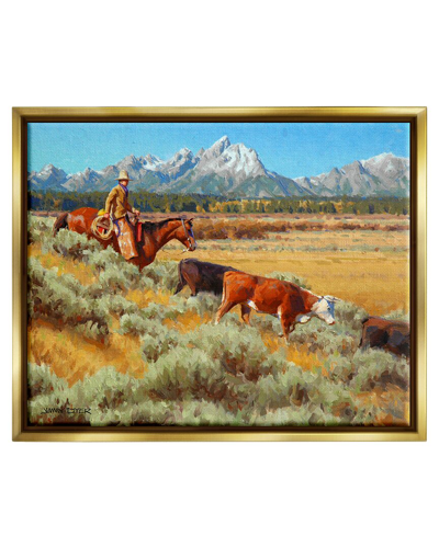 Stupell Western Ranch Horse Cattle Framed Floater Canvas Wall Art By Jimmy Dyer