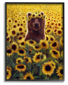 Stupell Happy Bear Sunflower Field Framed Giclee Wall Art By Lucia Heffernan