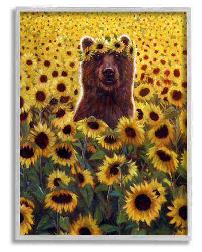 Stupell Happy Bear Sunflower Field Framed Giclee Wall Art By Lucia Heffernan