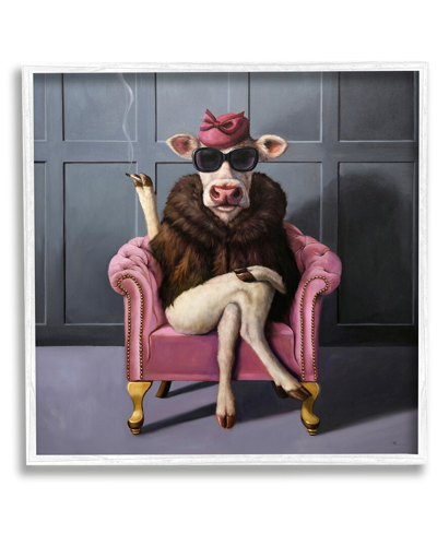Stupell Chic Pink Glam Fashionable Cow Framed Giclee Wall Art By Lucia Heffernan