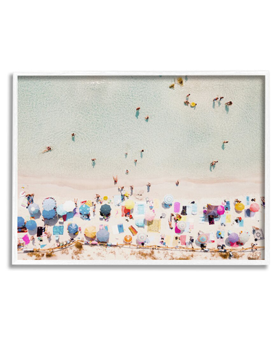 STUPELL AERIAL BEACH VIEW PEOPLE SWIMMING FRAMED GICLEE WALL ART BY KRISTA BROADWAY