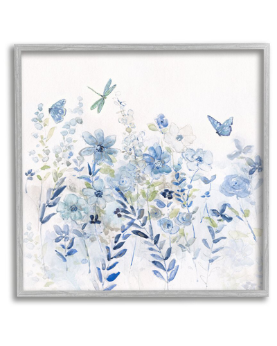 Stupell Delicate Blue Floral Garden Framed Giclee Wall Art By Sally Swatland