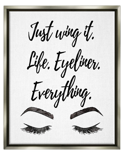 Stupell Just Wing It Eyeliner Makeup Phrase Framed Floater Canvas Wall Art By Amanda Greenwood