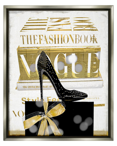 Stupell Fashion Books Stacked Glam Heels Framed Floater Canvas Wall Art By Madeline Blake