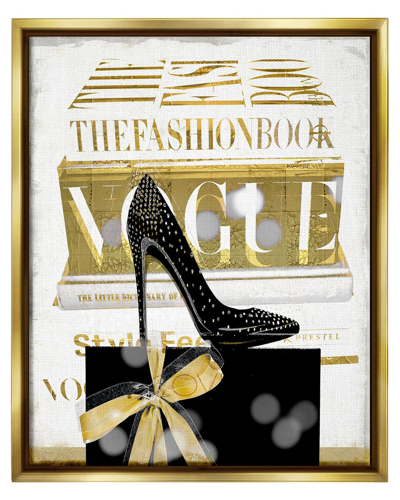 Stupell Fashion Books Stacked Glam Heels Framed Floater Canvas Wall Art By Madeline Blake