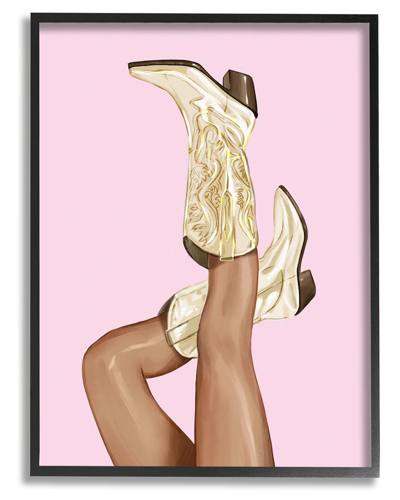 Stupell Pink Country Cowgirl Boots Framed Giclee Wall Art By Ziwei Li