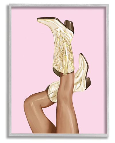 Stupell Pink Country Cowgirl Boots Framed Giclee Wall Art By Ziwei Li