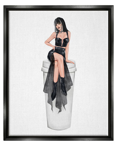 Stupell Fashionable Woman Glam Coffee Cup Framed Floater Canvas Wall Art By Ziwei Li