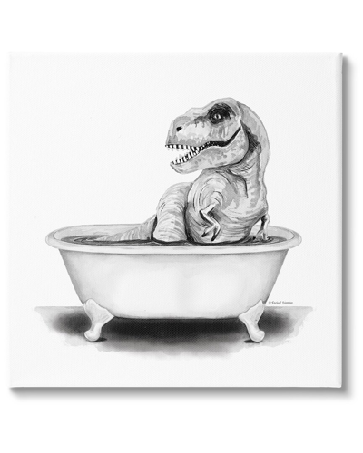 Stupell Funny T-rex Bathtub Washroom Canvas Wall Art By Rachel Nieman