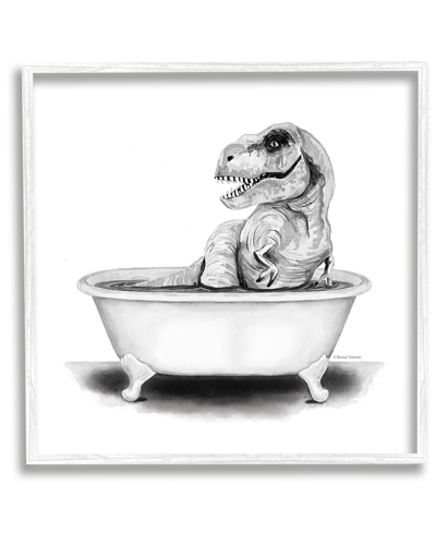 Stupell Funny T-rex Bathtub Washroom Framed Giclee Wall Art By Rachel Nieman