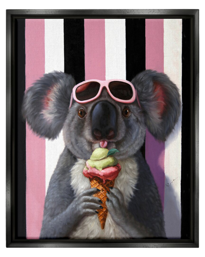 Stupell Happy Koala Ice Cream Stripes Framed Floater Canvas Wall Art By Lucia Heffernan