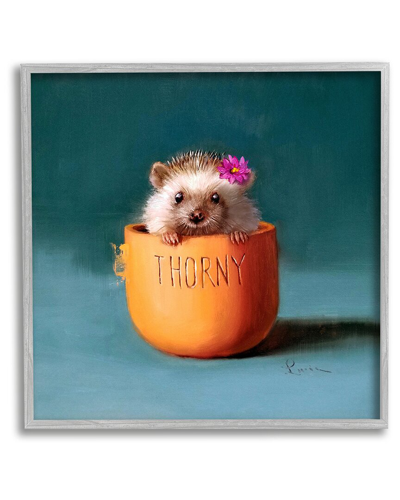 Stupell Thorny Hedgehog With Pink Daisy Framed Giclee Wall Art By Lucia Heffernan