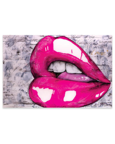 Icanvas Hot Pink Lips Print On Acrylic Glass By Iness Kaplun