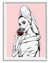 Stupell Pink Vampire Fashionista Drinking Wine Framed Giclee Wall Art By Ziwei Li