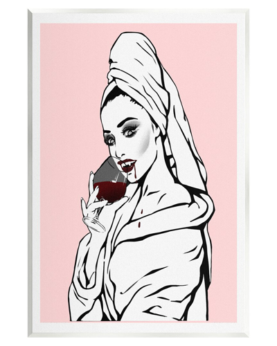 Stupell Pink Vampire Fashionista Drinking Wine Wall Plaque Wall Art By Ziwei Li