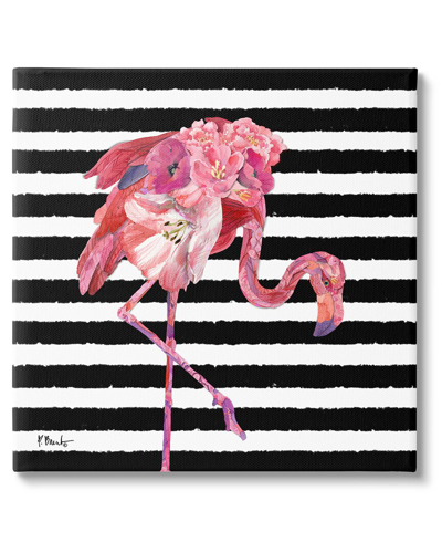 Stupell Floral Stripes Flamingo Bird Canvas Wall Art By Paul Brent