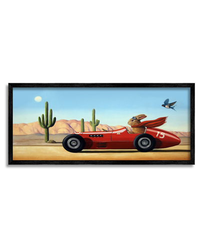 Stupell Race Car Bunny Driving Desert Canyon Framed Giclee Wall Art By Lucia Heffernan In Blue